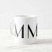 Monogramm Anfangsm schwarze u. weiße moderne Kaffeetasse (Vorderseite Links)
