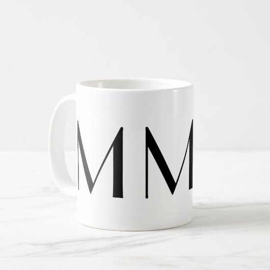 Monogramm Anfangsm schwarze u. weiße moderne Kaffeetasse (Vorderseite Links)