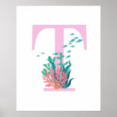 Monogramm Anfangsmonogramm Pink Aquamarin Ocean Po Poster (Vorne)