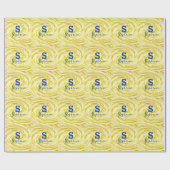 Monogramm Anfangsname Blue Gold Glitzer Niedlich C Geschenkpapier (Flach)