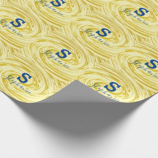 Monogramm Anfangsname Blue Gold Glitzer Niedlich C Geschenkpapier (Ecke)