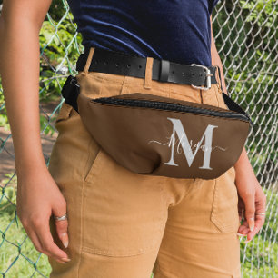 Monogramm Anfangsname braun personalisieren Bauchtasche
