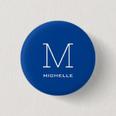 Monogramm Anfangsname Deep Blue Eindeutige Minimal Button (Vorderseite)