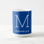 Monogramm Anfangsname Deep Blue Eindeutige Minimal Kaffeetasse (Mittel)