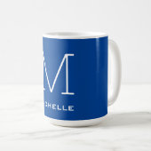 Monogramm Anfangsname Deep Blue Eindeutige Minimal Kaffeetasse (VorderseiteRechts)
