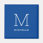 Monogramm Anfangsname Deep Blue Eindeutige Minimal Magnet (Vorne)