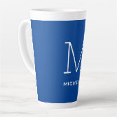 Monogramm Anfangsname Deep Blue Eindeutige Minimal Milchtasse (Linke Ecke)