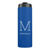 Monogramm Anfangsname Deep Blue Eindeutige Minimal Thermosbecher (Vorderseite)