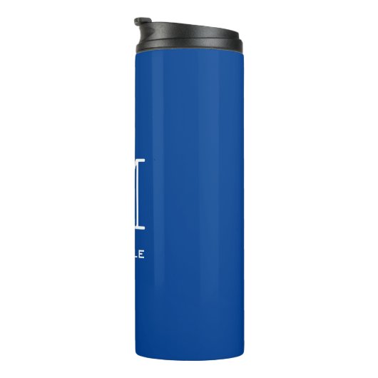 Monogramm Anfangsname Deep Blue Eindeutige Minimal Thermosbecher (Nach rechts gedreht)