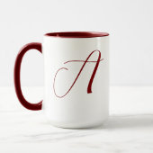 Monogramm Anfangsname Deep Red White Wedding Gesch Tasse (Links)