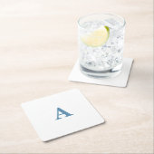 Monogramm Anfangsname Dusty Blue White Simple 2023 Rechteckiger Pappuntersetzer (Vor Ort)