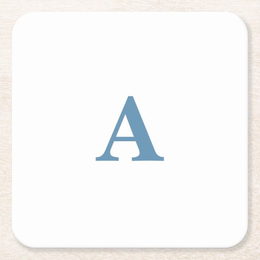 Monogramm Anfangsname Dusty Blue White Simple 2023 Rechteckiger Pappuntersetzer (Vorderseite)