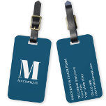 Monogramm Anfangsname Einfach Aquamarin grün Gepäckanhänger<br><div class="desc">Moderne Typografie minimalistisch monogramm Anfangsname Design in weiß auf aquamarin grün,  die geändert werden kann,  um personalisieren.</div>
