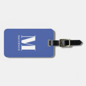 Monogramm Anfangsname Einfach Blau Gepäckanhänger (Vorderseite horizontal)