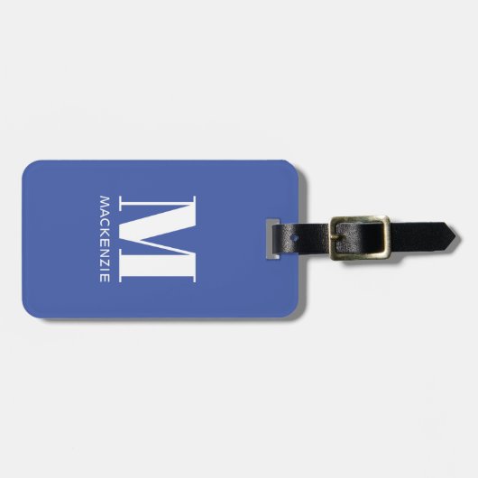 Monogramm Anfangsname Einfach Blau Gepäckanhänger (Vorderseite horizontal)