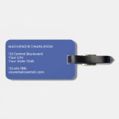 Monogramm Anfangsname Einfach Blau Gepäckanhänger (Rückseite horizontal)