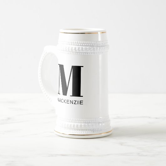 Monogramm Anfangsname Einfach Personalisiert Bierglas (Vorderseite Links)