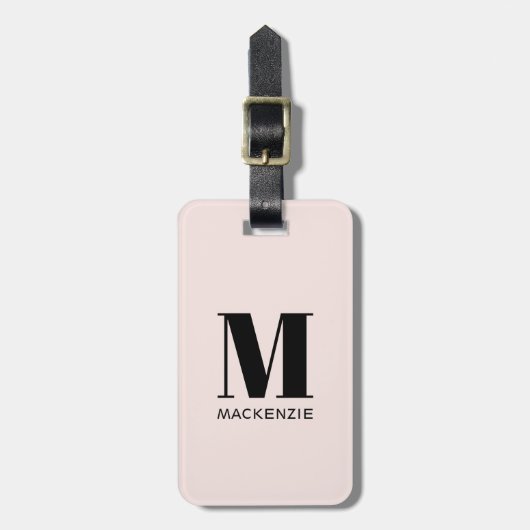 Monogramm Anfangsname Einfach Rosa Gepäckanhänger (Vorderseite vertikal)