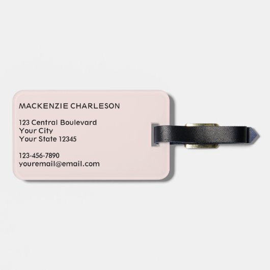 Monogramm Anfangsname Einfach Rosa Gepäckanhänger (Rückseite horizontal)