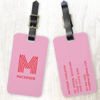 Monogramm Anfangsname Einfach Rosa und Rot