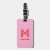 Monogramm Anfangsname Einfach Rosa und Rot Gepäckanhänger (Vorderseite vertikal)