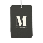 Monogramm Anfangsname Einfach Schwarz und Weiß Autolufterfrischer (Vorderseite)