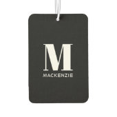 Monogramm Anfangsname Einfach Schwarz und Weiß Autolufterfrischer (Rückseite)