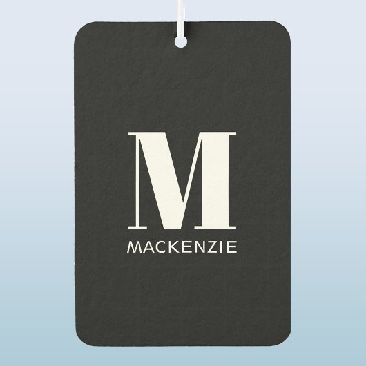 Monogramm Anfangsname Einfach Schwarz und Weiß Autolufterfrischer