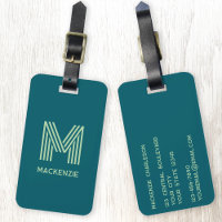 Monogramm Anfangsname Einfache Aquamarine Pistachi