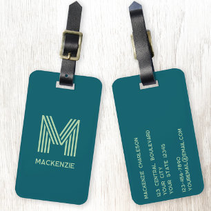 Monogramm Anfangsname Einfache Aquamarine Pistachi Gepäckanhänger