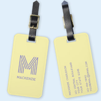 Monogramm Anfangsname Einfache Butter Gelbe Lilac Gepäckanhänger