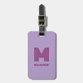 Monogramm Anfangsname Einfache Lilac Cherry Pink Gepäckanhänger (Vorderseite vertikal)
