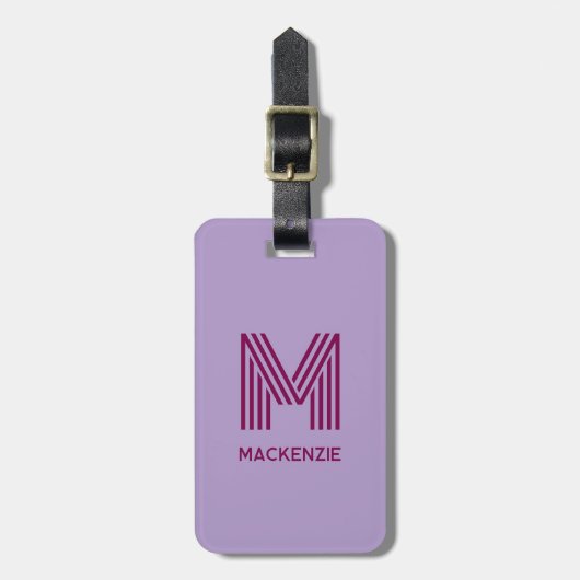 Monogramm Anfangsname Einfache Lilac Cherry Pink Gepäckanhänger (Vorderseite vertikal)