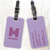 Monogramm Anfangsname Einfache Lilac Cherry Pink Gepäckanhänger