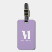 Monogramm Anfangsname Einfache Pastel Lilac Gepäckanhänger (Vorderseite vertikal)
