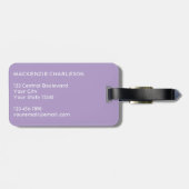 Monogramm Anfangsname Einfache Pastel Lilac Gepäckanhänger (Rückseite horizontal)