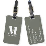 Monogramm Anfangsname Einfache Seite Grün Gepäckanhänger<br><div class="desc">Moderne Typografie minimalistisch monogramm Initialname Design in weiß auf Salbei grün,  die geändert werden kann,  um personalisieren.</div>