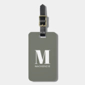 Monogramm Anfangsname Einfache Seite Grün Gepäckanhänger (Vorderseite vertikal)