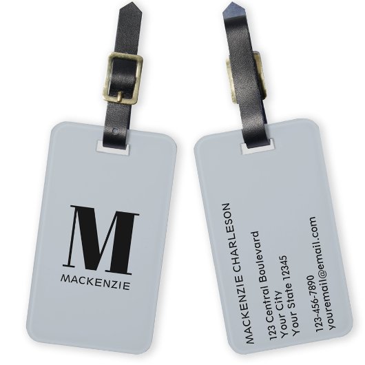 Monogramm Anfangsname Einfaches Pulver Blau Gepäckanhänger