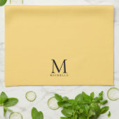 Monogramm Anfangsname elegant Schwarz und Gold Geschirrtuch (Gefaltet)