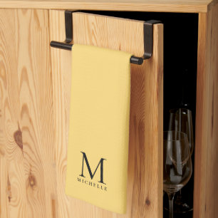 Monogramm Anfangsname elegant Schwarz und Gold Geschirrtuch