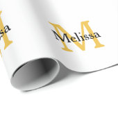 Monogramm Anfangsname Gold Schwarz-weiß Geschenkpapier (Rolleneckpunkt)
