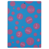 Monogramm Anfangsname Lila Dot Blue Girly Hübsch Klemmbrett (Rückseite)
