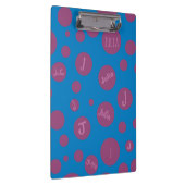 Monogramm Anfangsname Lila Dot Blue Girly Hübsch Klemmbrett (Rechts)
