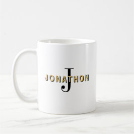 Monogramm Anfangsname Maskuline Text Schwarz Gold Kaffeetasse