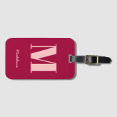 Monogramm Anfangsname Modernes, fett rosa Minimale Gepäckanhänger (Vorderseite (Horizontal))