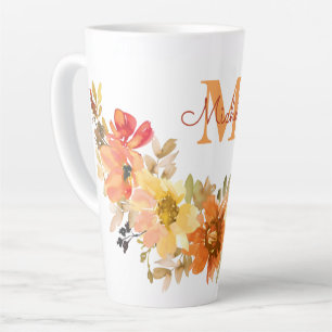 Monogramm Anfangsname Orange Wasserfarbstoff Milchtasse