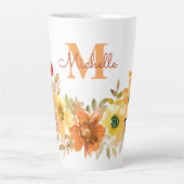 Monogramm Anfangsname Orange Wasserfarbstoff Milchtasse (Vorderseite)