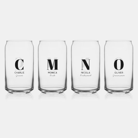 Monogramm Anfangsname Personalisierte Hochzeitspar Dosenglas (Hinten)