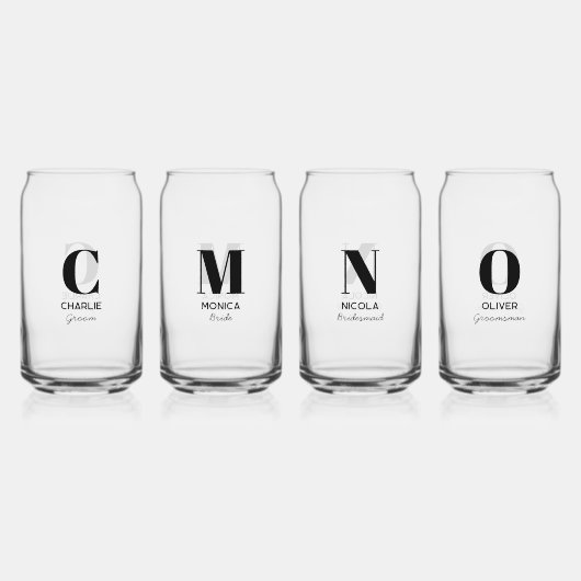 Monogramm Anfangsname Personalisierte Hochzeitspar Dosenglas (Vorderseite)